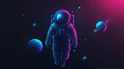 Wall Mural - Astronaut in space with planets