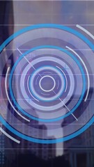 Poster - Animation of round scanner and statistical data processing against tall buildings