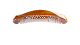 Wooden hair comb with decorated handle, beauty accessory, cut out transparent