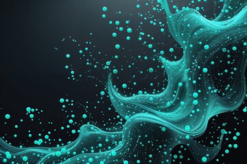 Aufkleber - Turquoise Particles Flowing on Black Canvas in Advanced Technology Design