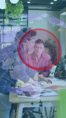 Poster - Animation of globe over diverse business people in office