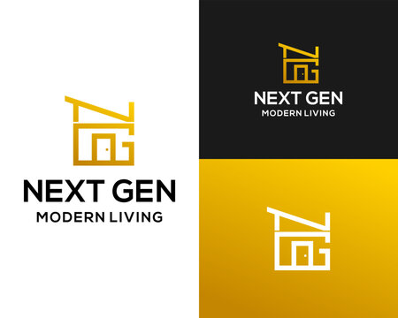 NG letter monogram modern living logo design.

