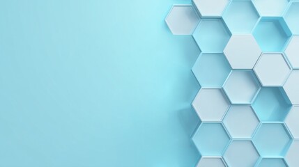 Aufkleber - Abstract 3d hexagonal honeycomb wall backdrop business web design - geometric hexagon texture, isolated on pastel blue background banner