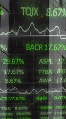 Poster - Animation of stock market data processing against tall building