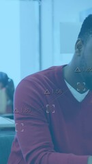 Poster - Animation of financial data processing over diverse business people in office