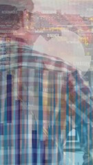 Aufkleber - Animation of financial data processing over caucasian businessman in office