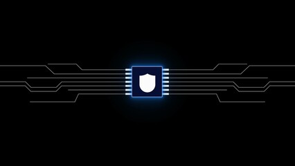 Fototapete - Abstract clock icon illustrating time management and punctuality against a black background with light blue horizontal shape elements