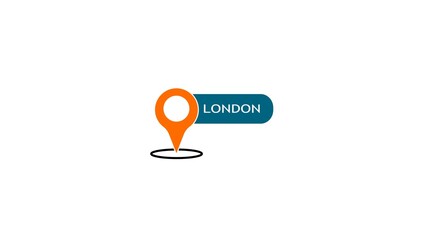 Poster - Illustrated location marker and label indicating london representing geographic destination and travel concept against white background