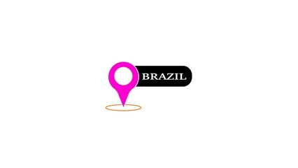 Poster - Pink map pointer indicating brazil on a white background a vector graphic featuring location and travel concept for design use