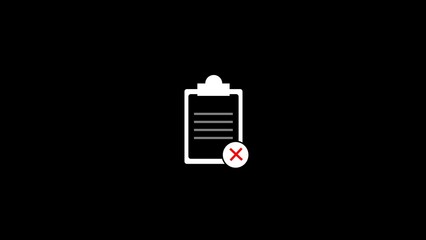 Poster - Clipboard icon with a red x mark representing a cancelled or rejected checklist item on a black background