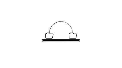 Poster - Data transfer connection illustration depicting cloud storage and file sharing between two folders representing digital information management