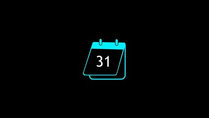 Poster - A vibrant teal calendar icon featuring the number thirty one against a dark black background illustrating dates and reminders