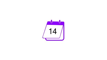 Poster - Simple flat calendar icon displaying the number fourteen in a minimalist design perfect for digital interfaces and illustrating date related concepts.