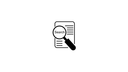Poster - A minimalist icon depicting search functionality with magnifying glass over document illustration concept for data analysis