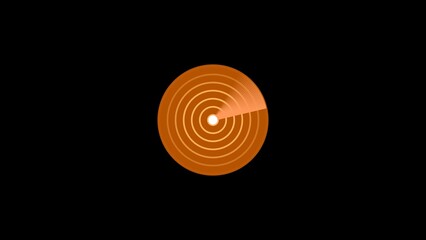 Fototapete - Abstract radar system depicting technological scanning orange circle with circular concentric rings on black backdrop design for data analysis