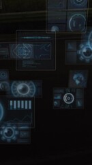 Poster - Animation of round scanners and data processing against time-lapse of city traffic at night