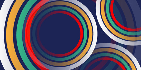 Poster - Abstract colorful overlapping circles on dark blue background, vector illustration. eps10