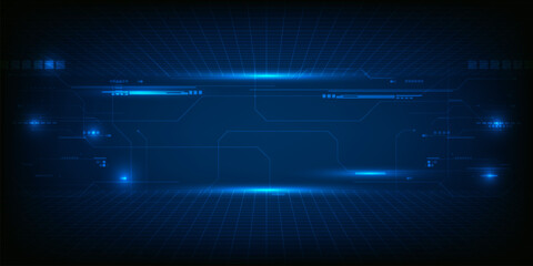 Wall Mural - abstract futuristic technology background with grid field and digital circuit.vector illustrations.