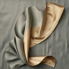 Poster - Abstract interplay of golden and gray silk fabric creating a flowing and elegant design