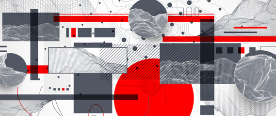 Poster - Abstract art wireframe background. Modern science or technology art elements. Surface illustration.
