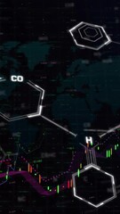 Poster - Animation of chemical structures and financial data processing against world map