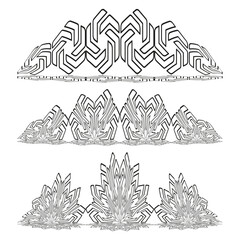 Poster - Decorative symmetrical ornaments. Monochrome color palette. Plain white background. Ornamental vector illustration.