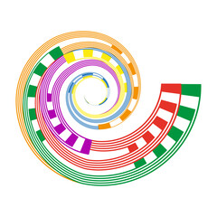 Poster - Festive spiral icon. Curved ribbon helix. Spectrum carnival Vector. Playful swirl motion.