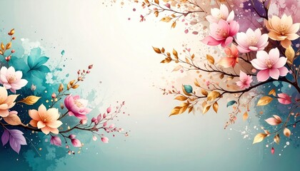 Poster - Blossoming spring floral arrangement nature scene digital art vibrant colors close-up view beauty and tranquility