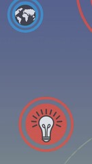 Fototapete - Animation of network of connections with icons over port in background