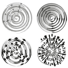 Poster - Round spiral set. Circular swirl collection. Concentric ring Vector. Abstract circle group.