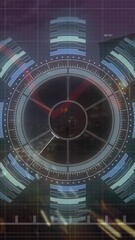 Poster - Animation of round scanner and statistical data processing against time-lapse of night city traffic