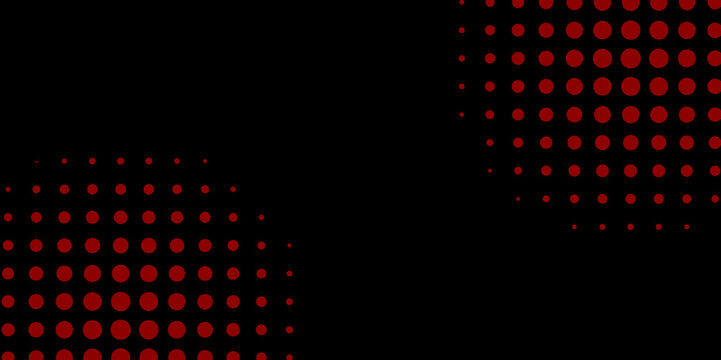 Abstract Modern gradient black and red background with halftone dots pattern design. Vector illustration abstract technology. Background with monochrome dotted texture. Polka dot pattern template