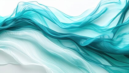 Poster - Dynamic flow of sheer fabrics studio setting textile art serene atmosphere aerial perspective elegance and movement