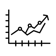 Poster - Line graph with upward trend and circular data points illustrating growth and progress with arrow at the end