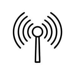Poster - Illustration of a wifi tower with radiating signal waves emanating from the top of the antenna system