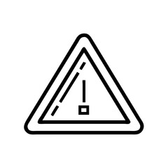 Poster - Outline drawing of a warning sign with an exclamation point and a dashed line inside a triangle shape