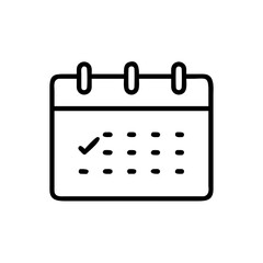 Poster - Outline style calendar icon with a check mark on the left and dots representing days of the month
