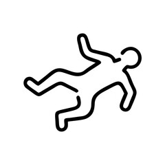 Poster - Outline of a human figure lying down with limbs askew suggesting a crime scene or casualty marker on white