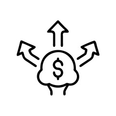 Poster - Money growth concept with dollar sign and upward pointing arrows in a financial diagram illustration