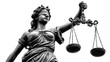 © DrexDesign - Blind Lady Justice Statue with Scales Isolated in Black and White