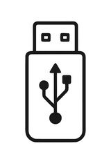 Poster - Iconic USB Flash Drive Illustration Simple Black and White Design Depicting Data Storage and Transfer Technology, Easy to Recognize Symbol