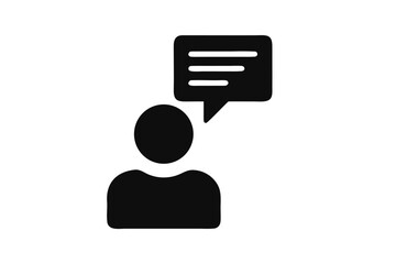 Fototapete - Person with Speech Bubble Icon Sharing Information or Offering Feedback in a Communication or Discussion Concept Depiction
