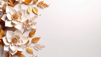 Aufkleber - Elegant floral paper art composition studio digital artwork minimalist environment top view creative design inspiration