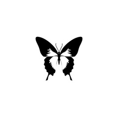 Poster - Silhouette pictogram of a butterfly featuring intricate details and contrasting design elements suitable for various creative projects