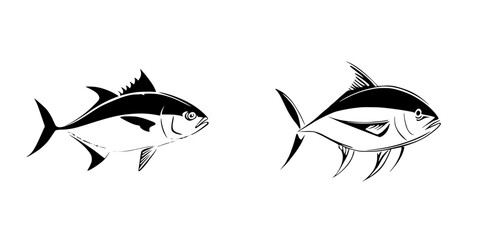 Poster - Silhouette pictogram set featuring diverse fish designs ideal for marine-themed projects and illustrations