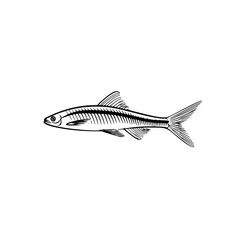 Poster - Silhouette pictogram of a fish designed as an isolated vector icon for use in various graphic projects and designs