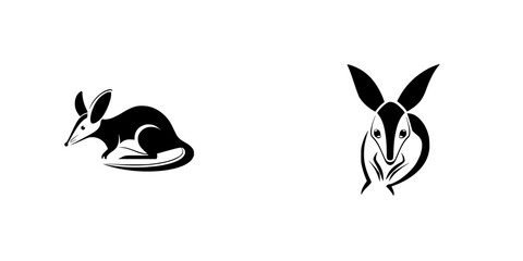 Poster - Silhouette pictogram set featuring two stylized animals in isolated vector design for creative projects