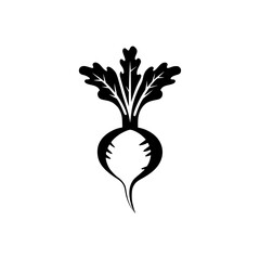 Poster - Silhouette pictogram of a beetroot with leaves showcasing fresh produce in a minimalist design for various applications
