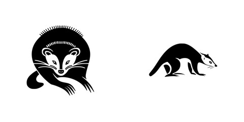 Poster - Silhouette pictogram icons set featuring various animal designs in black and white for creative and educational purposes