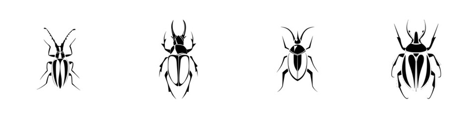 Poster - Silhouette pictogram collection featuring various insect designs in vector icon format for creative projects and graphic applications